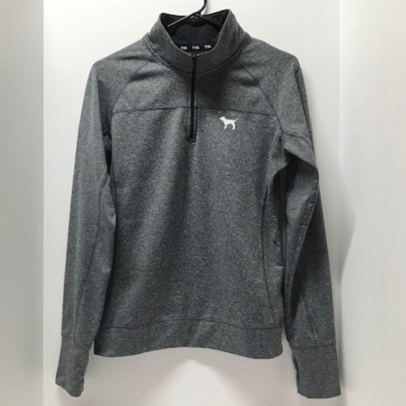 PINK Victoria's Secret Heather Gray & Black 1/4 Zip Pullover - Picture 6 of 12